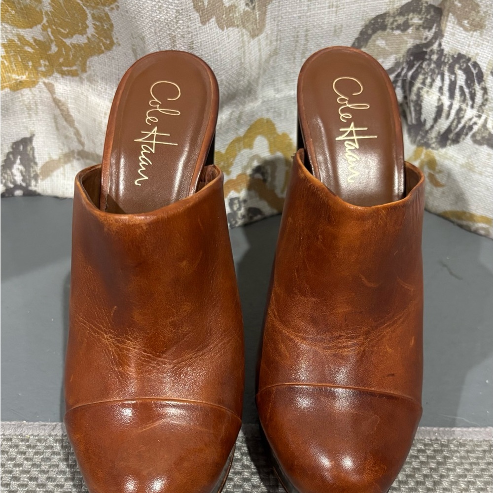 Cole Haan Women's Tan Leather Mules